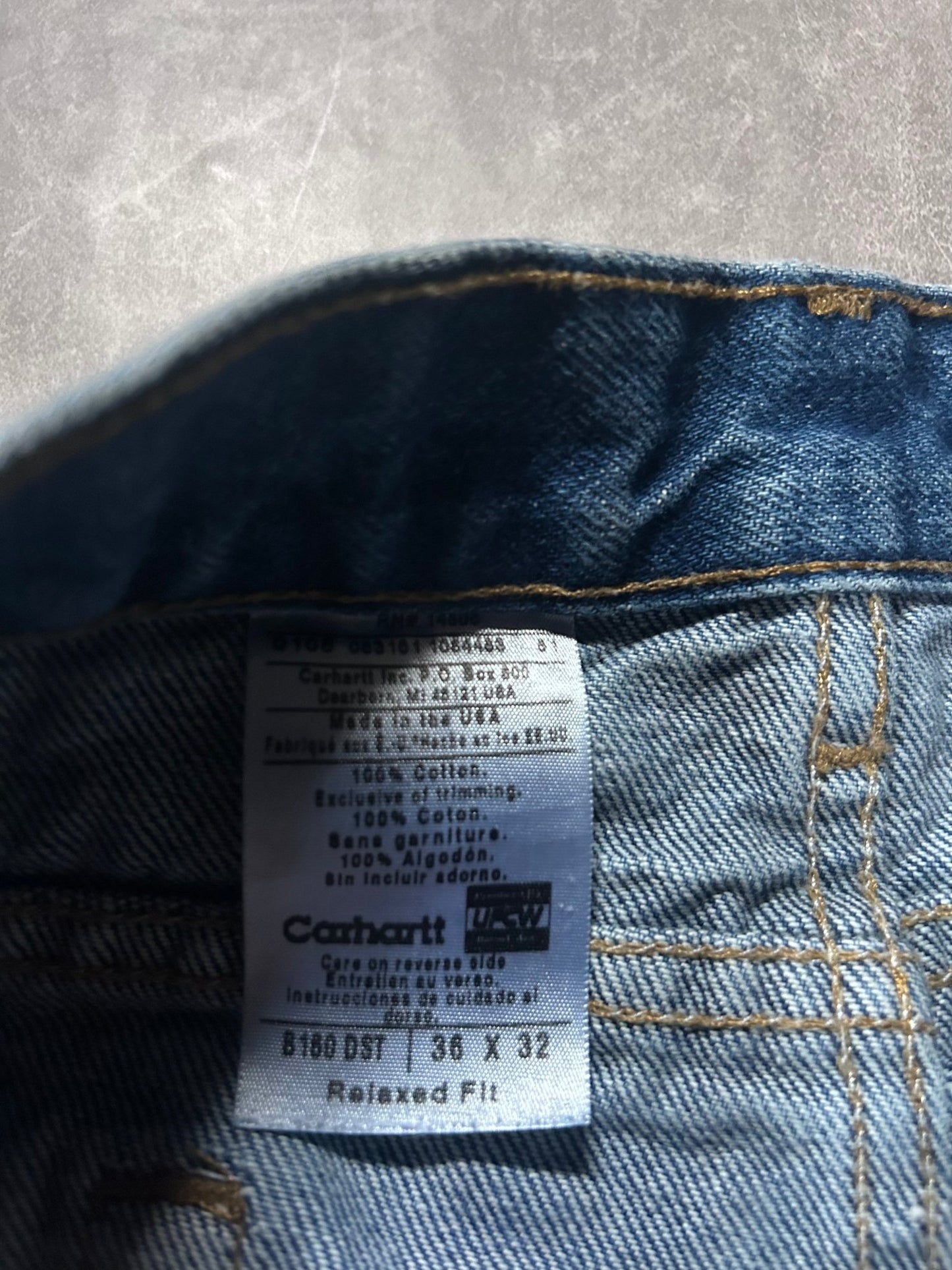 2000s Vintage Carhartt Dark Wash Distressed Jeans Size 36 x 32 - 36 | Martin City Vintage