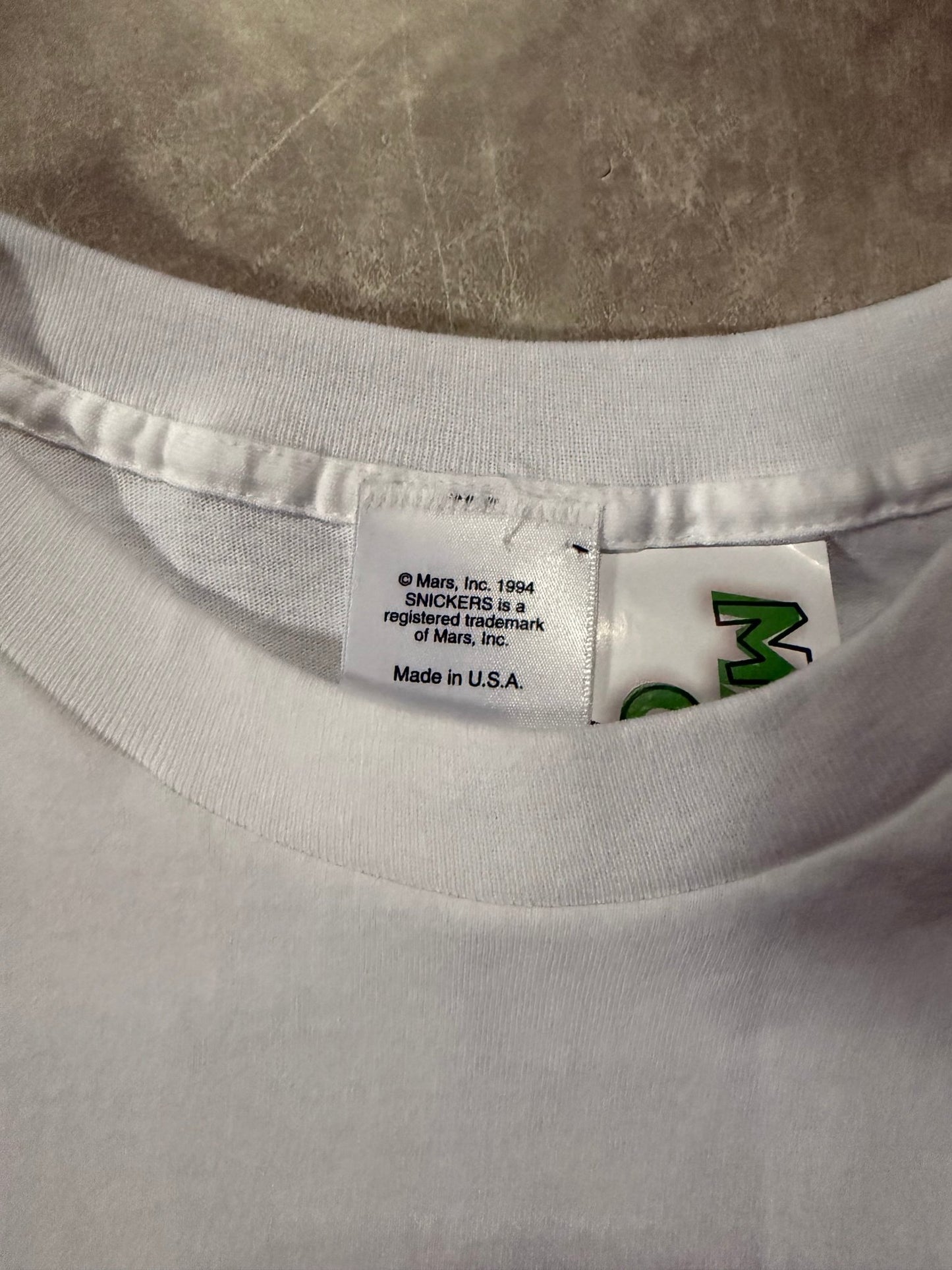 90's Vintage Snickers Soccer White T-Shirt -XL - XL | Martin City Vintage