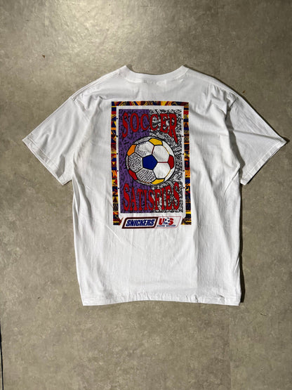 90's Vintage Snickers Soccer White T-Shirt -XL - XL | Martin City Vintage