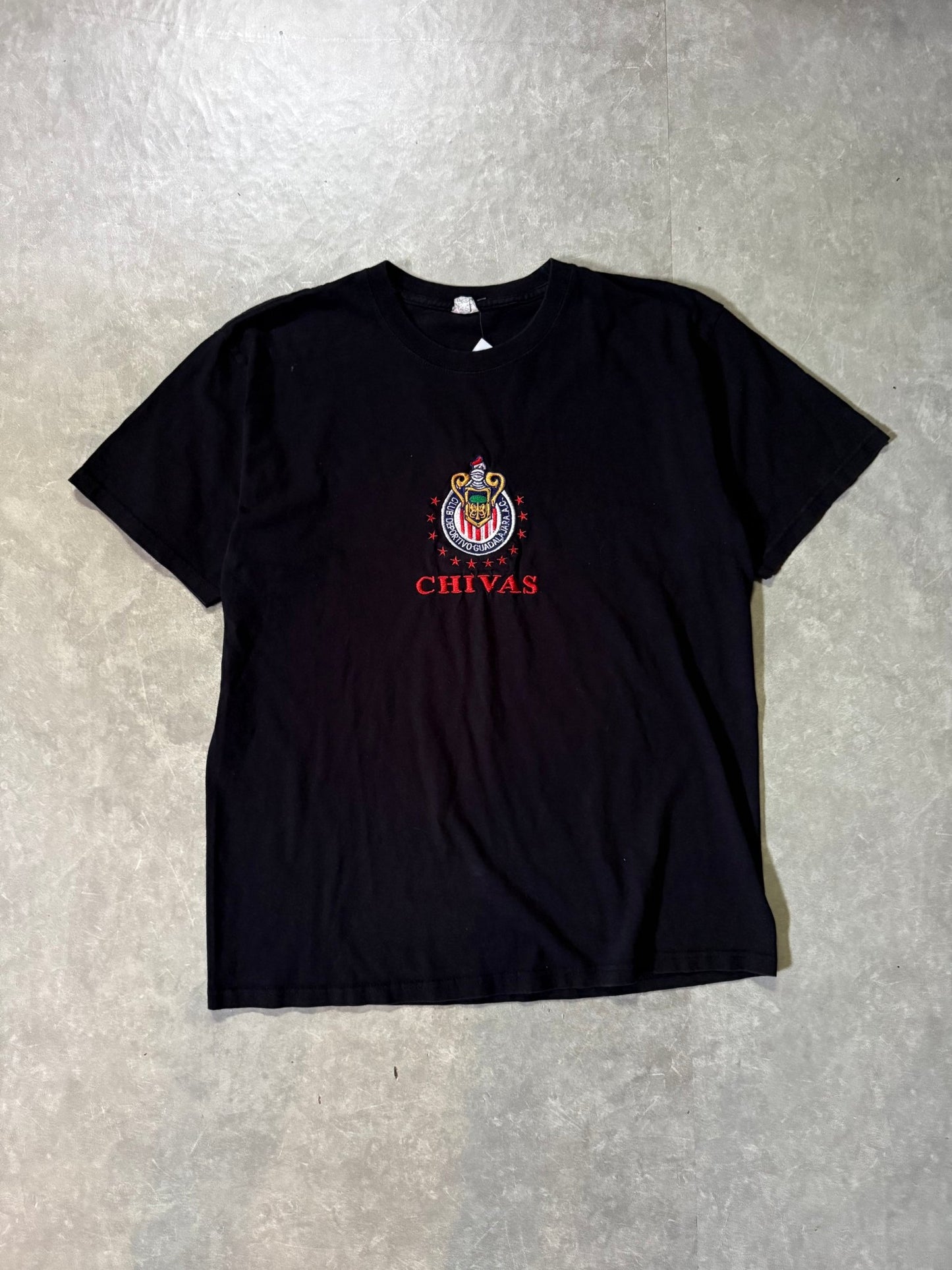 2000's Vintage Chivas Soccer Embroidered Black T-Shirt -L - L | Martin City Vintage