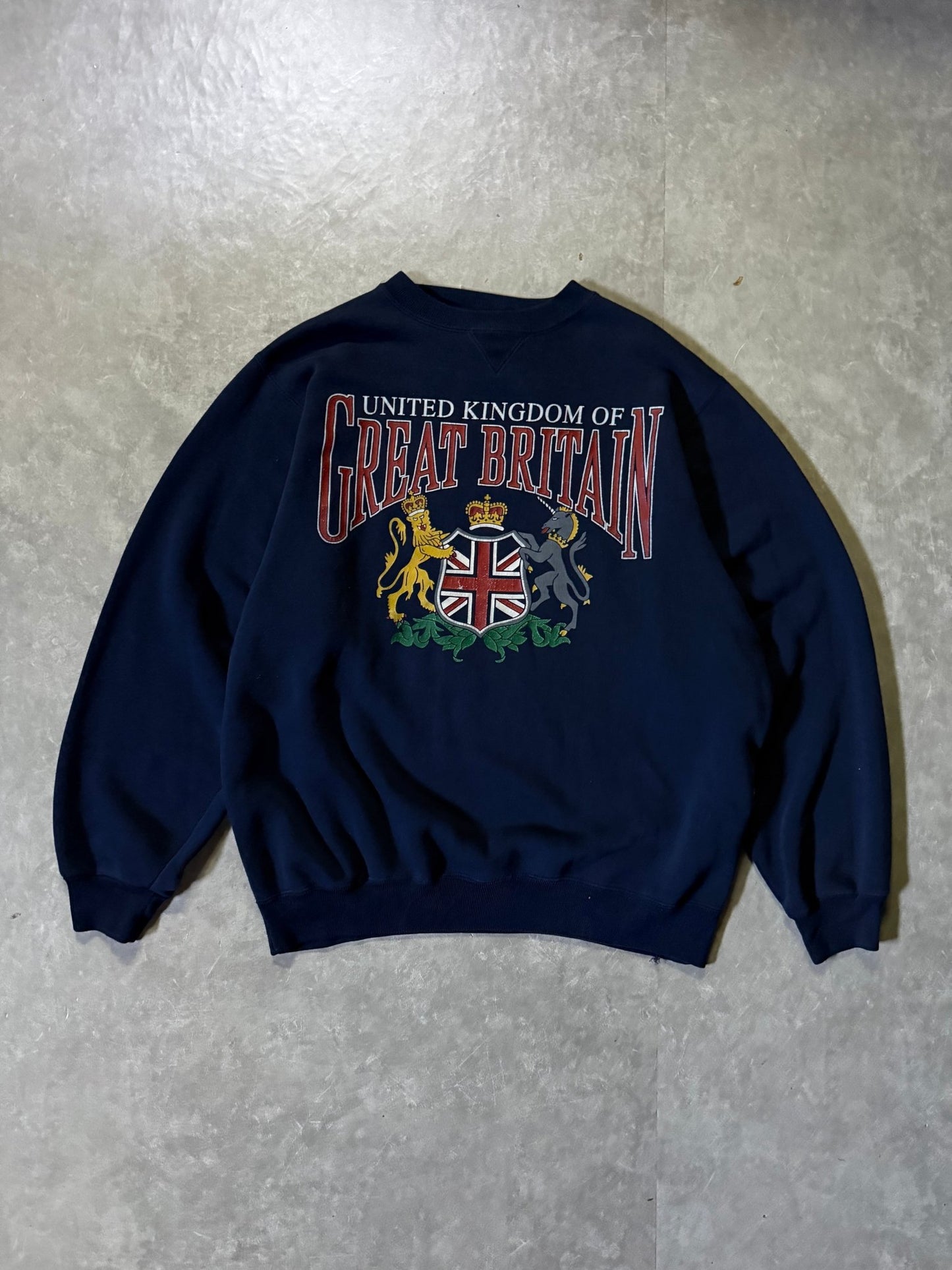 90's Vintage United Kingdom of Great Britain Navy Crewneck -L - L | Martin City Vintage