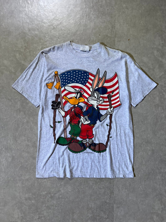 90's Vintage Looney Toons USA Heather Grey T-Shirt -L - L | Martin City Vintage