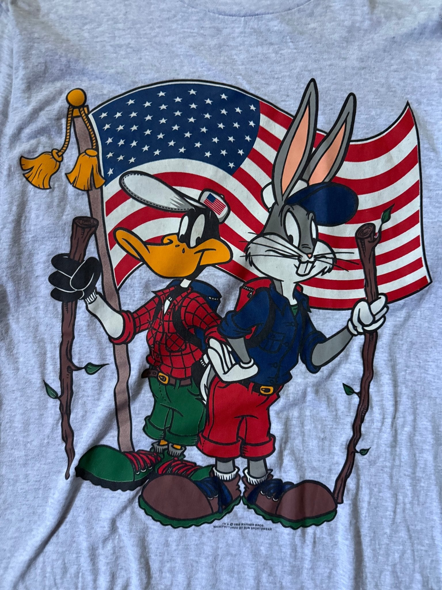 90's Vintage Looney Toons USA Heather Grey T-Shirt -L - L | Martin City Vintage