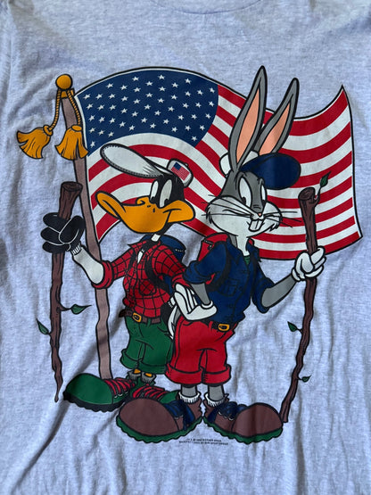 90's Vintage Looney Toons USA Heather Grey T-Shirt -L - L | Martin City Vintage