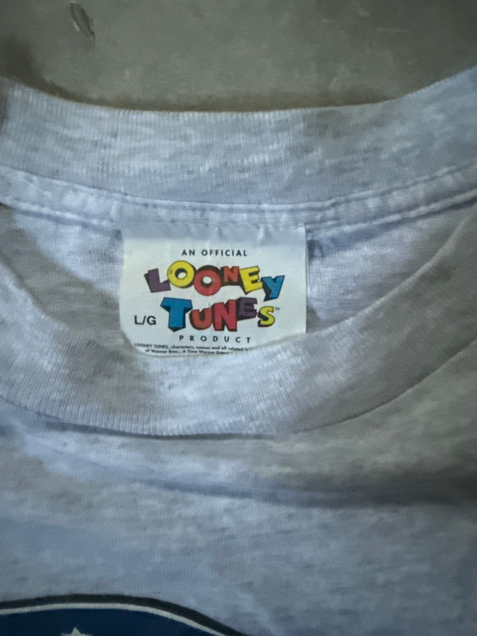 90's Vintage Looney Toons USA Heather Grey T-Shirt -L - L | Martin City Vintage