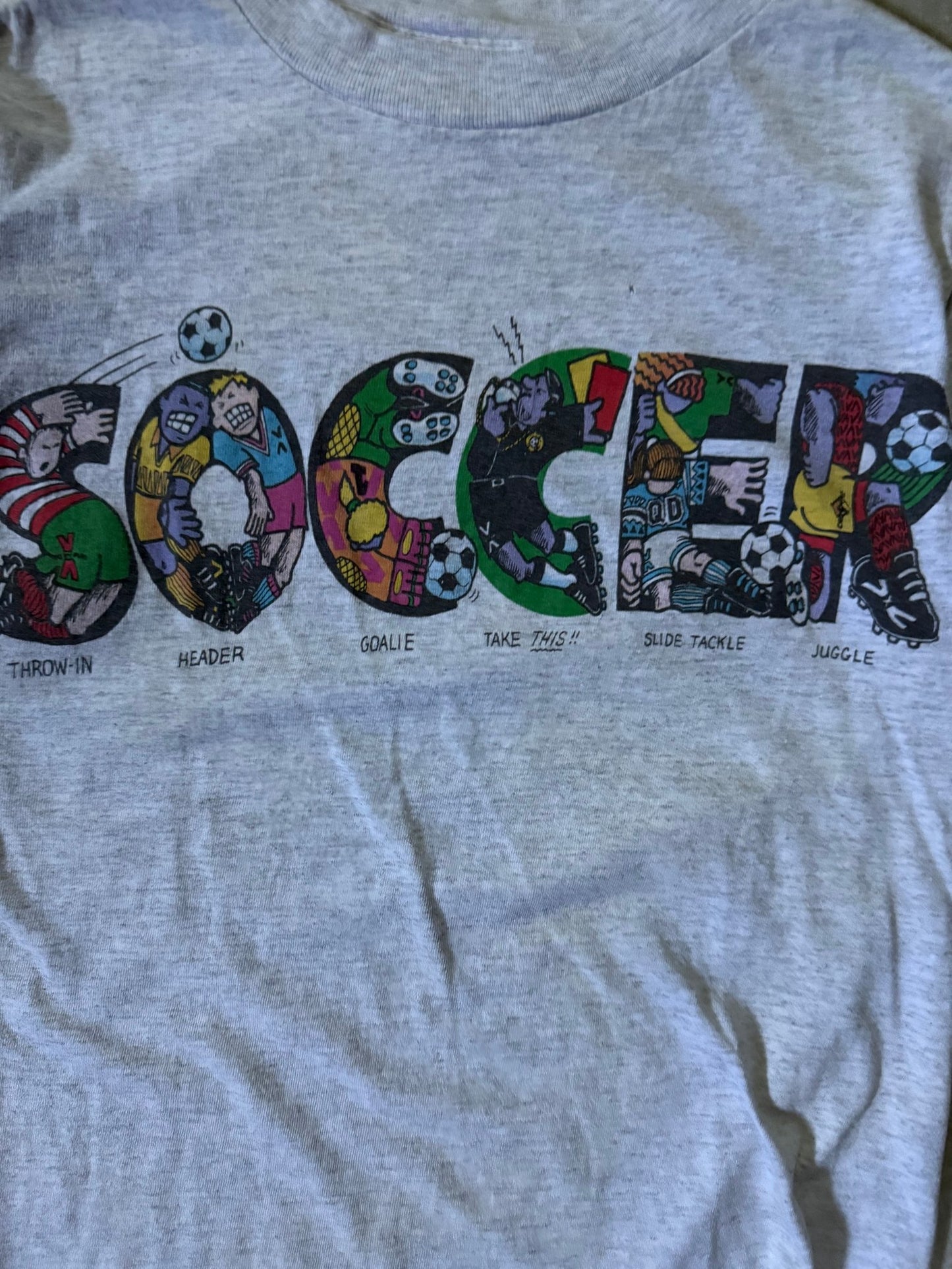 90's Vintage Soccer Heather Grey T-Shirt -S - S | Martin City Vintage