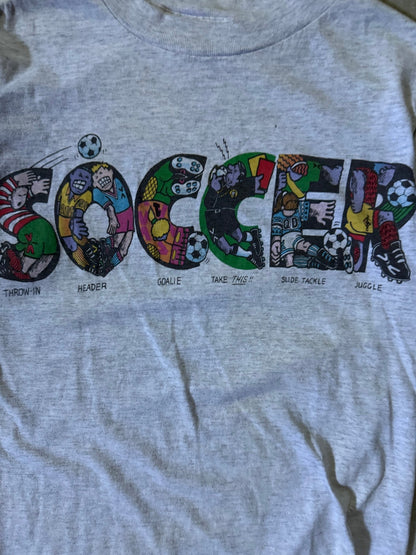 90's Vintage Soccer Heather Grey T-Shirt -S - S | Martin City Vintage