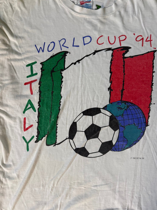 1994 Vintage Italy FIFA World Cup White T-Shirt -XL - XL | Martin City Vintage