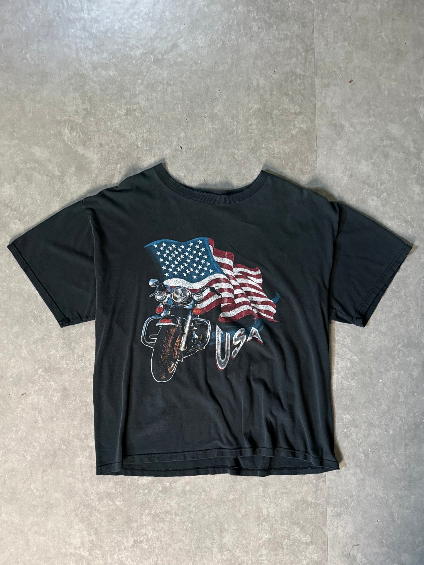 2000's Vintage USA Motorcycle Black T-Shirt -XL - XL | Martin City Vintage