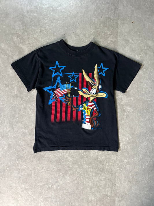 90's Vintage Looney Toons USA Black T-Shirt -S - S | Martin City Vintage