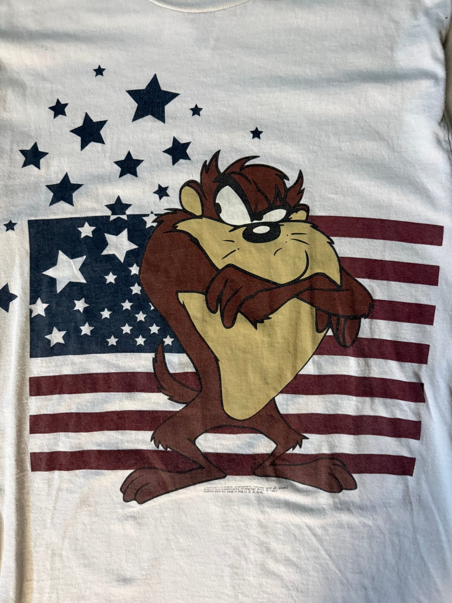 90's Vintage Looney Toons Taz USA White T-Shirt -L - L | Martin City Vintage