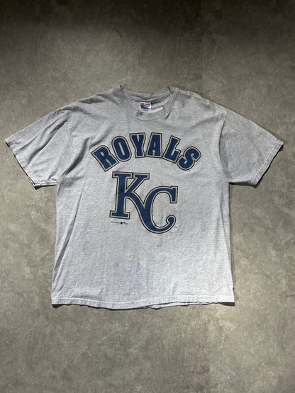 90s Vintage Kansas City Royals Heather Gray Big Logo T Shirt - XL - XL | Martin City Vintage