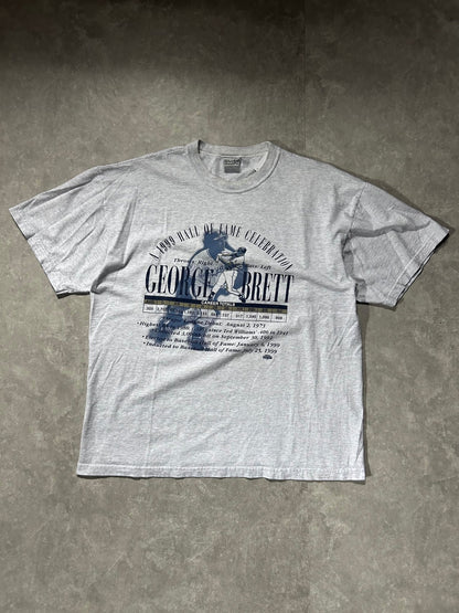 1999 Vintage George Brett Hall Of Fame Celebration Heather Gray T Shirt - XL - XL | Martin City Vintage