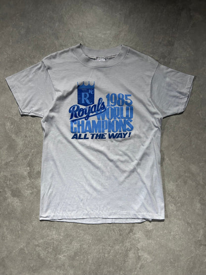 1985 Vintage Kansas City Royals World Series Champs Light Gray T Shirt - L - L | Martin City Vintage