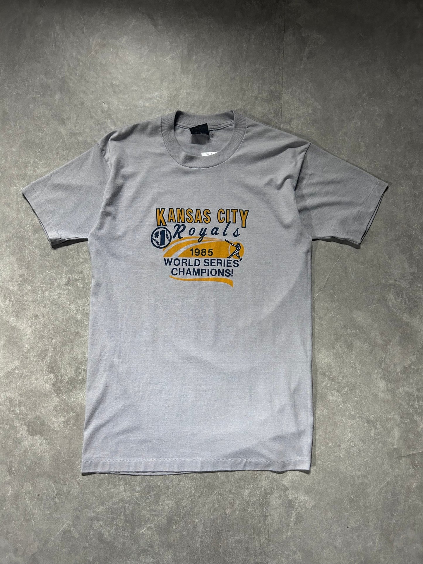 1985 Vintage Kansas City Royals World Series Champs Gray T Shirt - L - L | Martin City Vintage