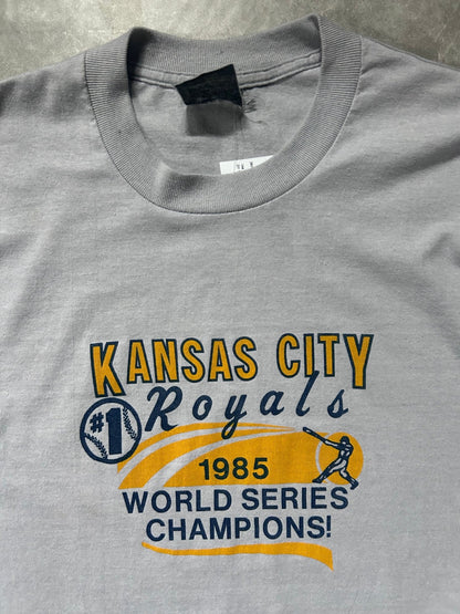 1985 Vintage Kansas City Royals World Series Champs Gray T Shirt - L - L | Martin City Vintage