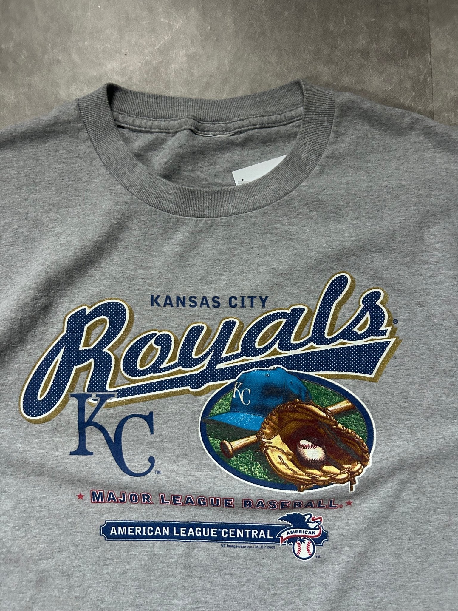 2003 Vintage Kansas City Royals Script Gray T Shirt - L - L | Martin City Vintage