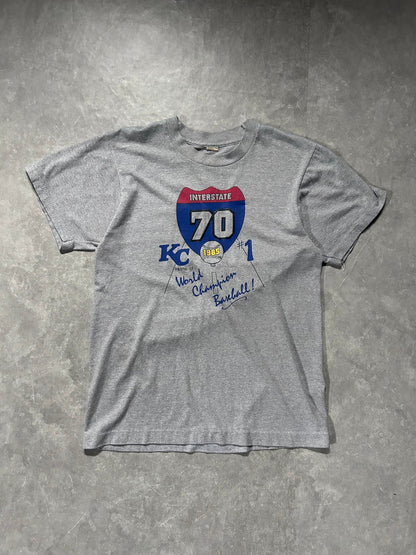 1985 vintage Kansas City Royals I - 70 Series Champs Gray T Shirt - L - L | Martin City Vintage