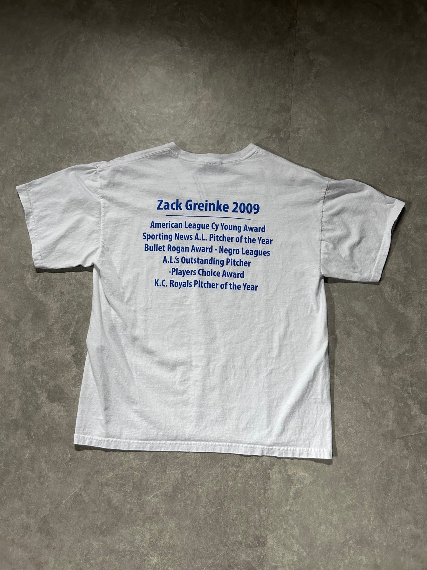 2009 Vintage Kansas City Royals Greinke Newspaper White T Shirt - L - L | Martin City Vintage