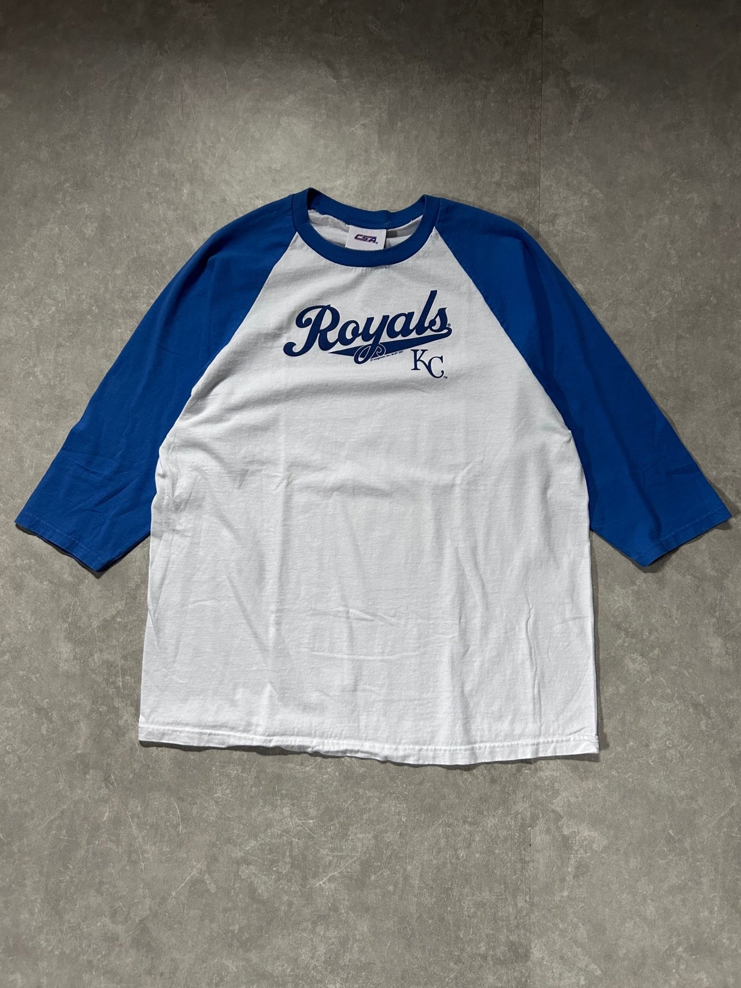 2000s Vintage Kansas City Royals Blue 3/4 Blue Sleeves White T Shirt - L - | Martin City Vintage