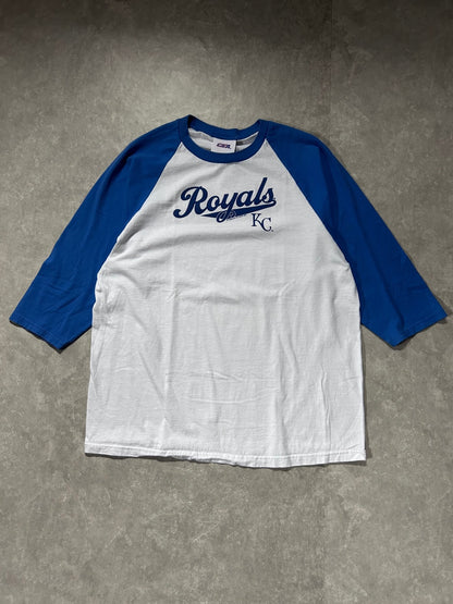 2000s Vintage Kansas City Royals Blue 3/4 Blue Sleeves White T Shirt - L - | Martin City Vintage
