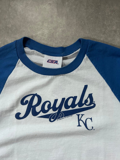 2000s Vintage Kansas City Royals Blue 3/4 Blue Sleeves White T Shirt - L - | Martin City Vintage