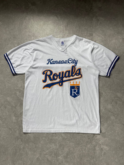 90s Vintage Kansas City Royals White V Neck T Shirt - L - L | Martin City Vintage