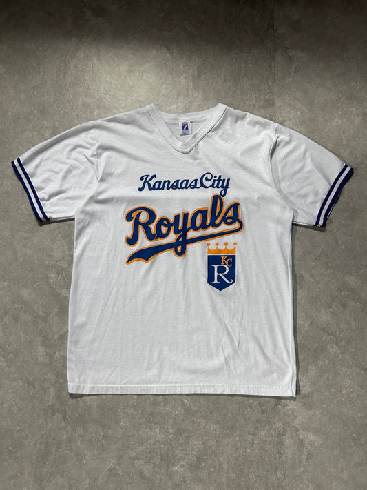 90s Vintage Kansas City Royals White V Neck T Shirt - L - L | Martin City Vintage