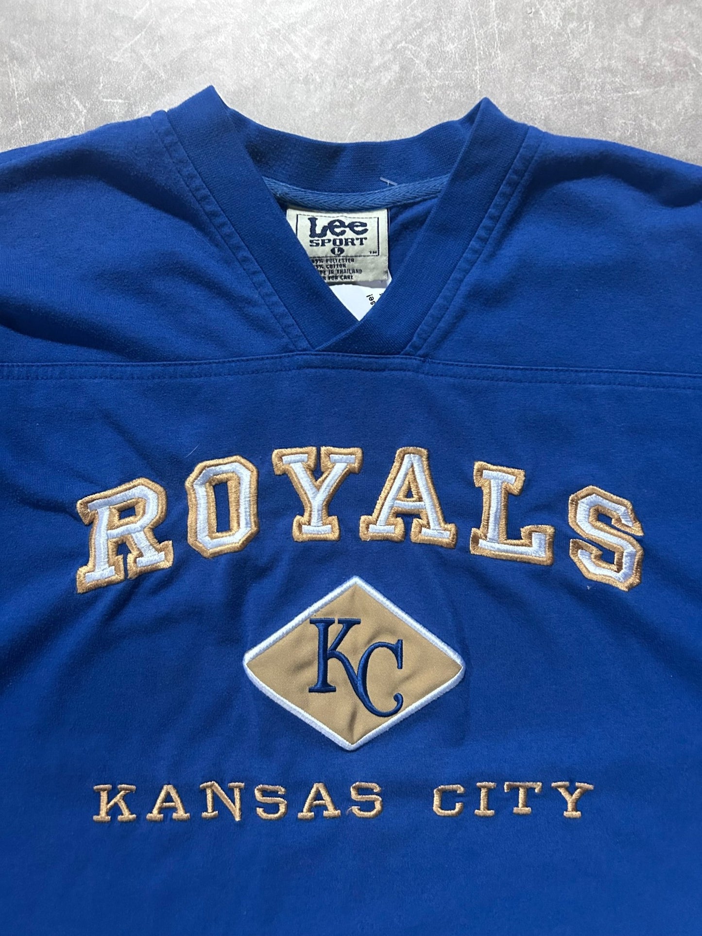 90s Vintage Kansas City Royals Blue V - Neck T Shirt - L - L | Martin City Vintage