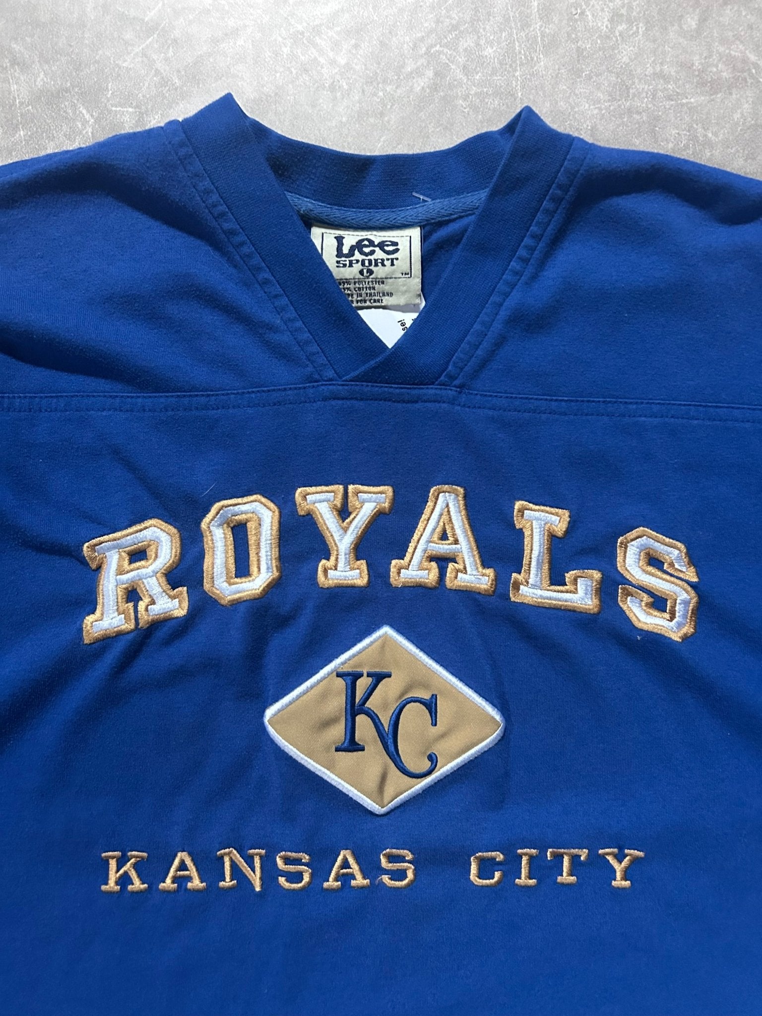 90s Vintage Kansas City Royals Blue V - Neck T Shirt - L - L | Martin City Vintage