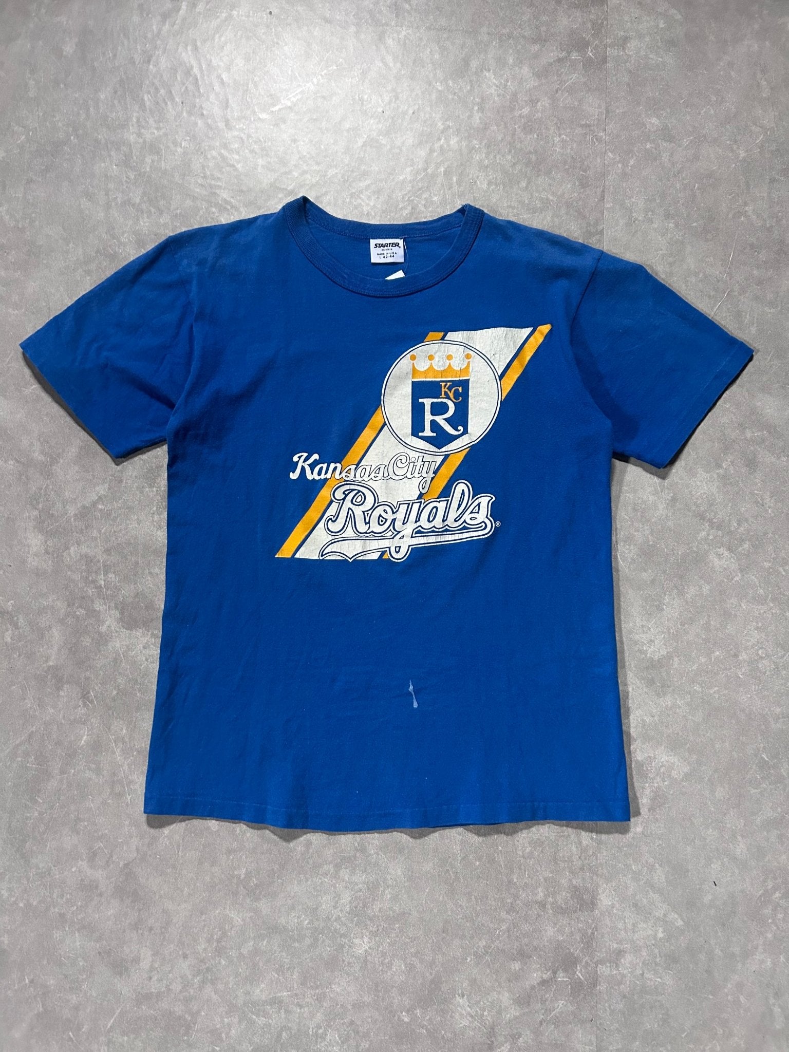 90s Vintage Kansas City Royals Starter Distressed Blue T Shirt - L - L | Martin City Vintage