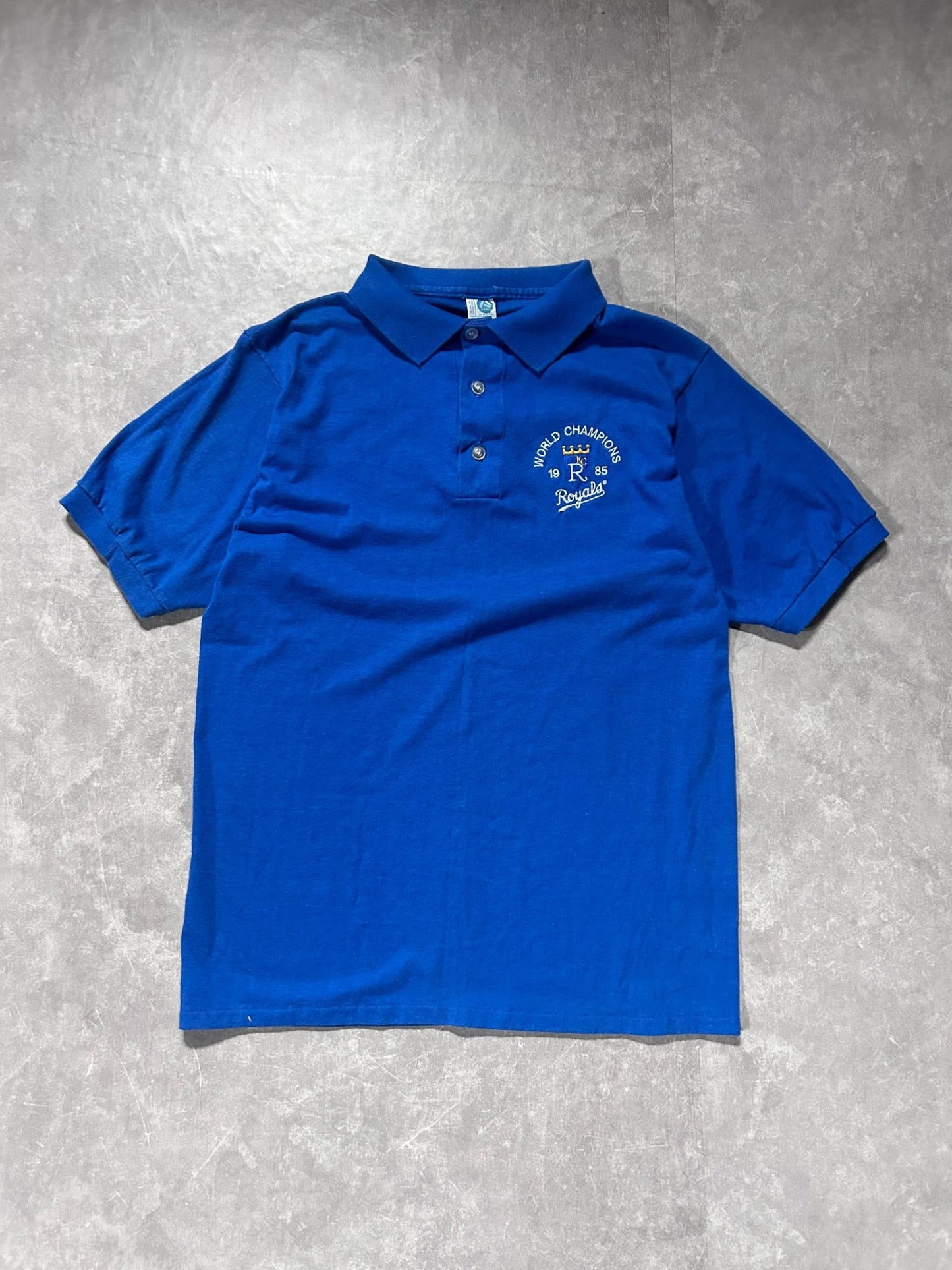 1985 Vintage Kansas City Royals World Series Champs Blue Polo Shirt - L - L | Martin City Vintage
