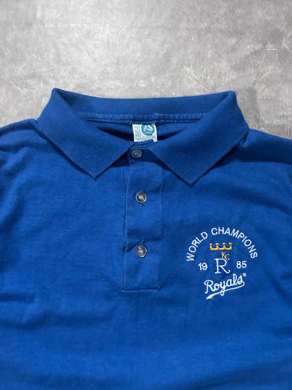 1985 Vintage Kansas City Royals World Series Champs Blue Polo Shirt - L - L | Martin City Vintage
