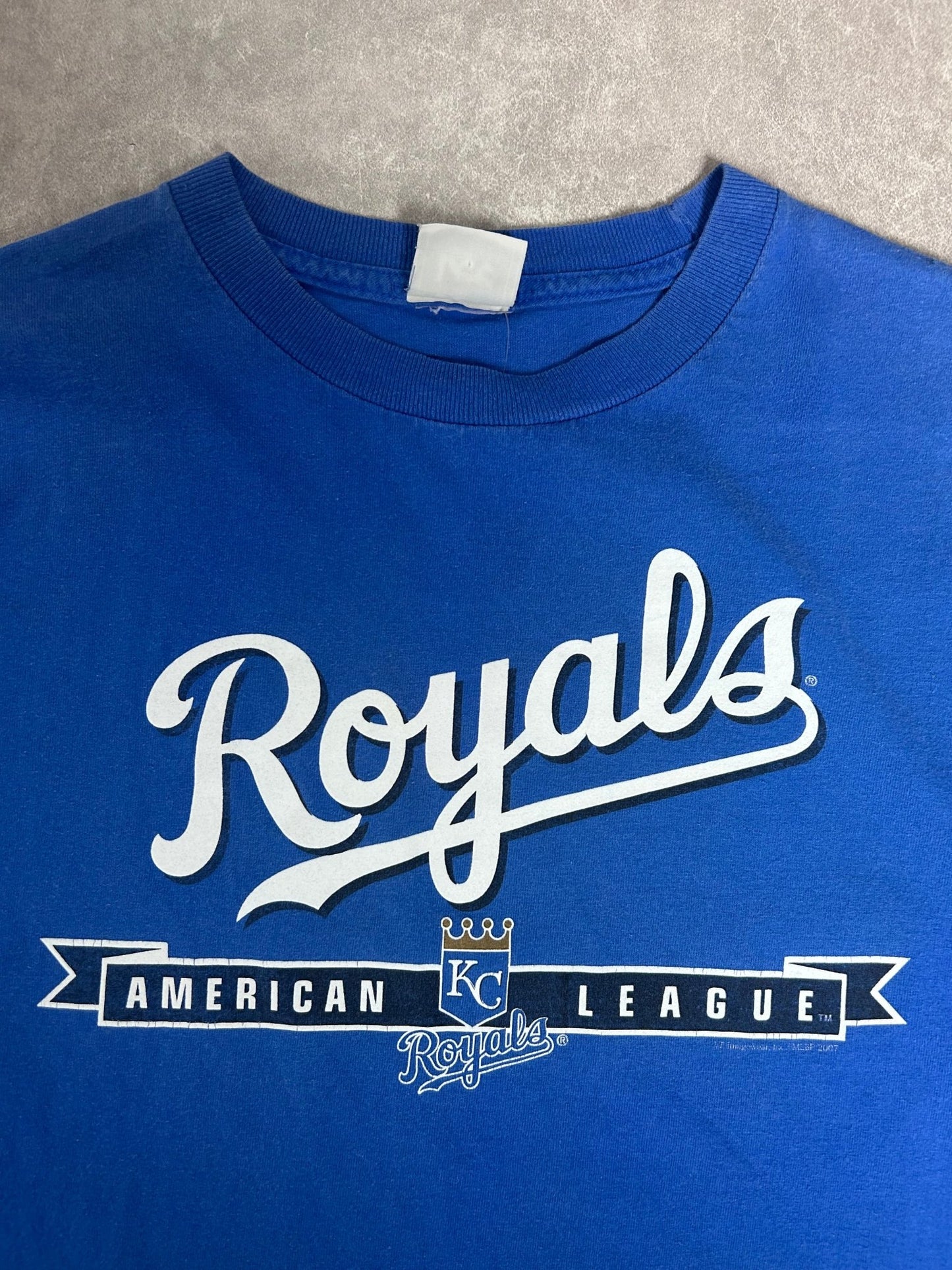 2007 Vintage Kansas City royals Script Lee Sports Blue T Shirt - L - L | Martin City Vintage