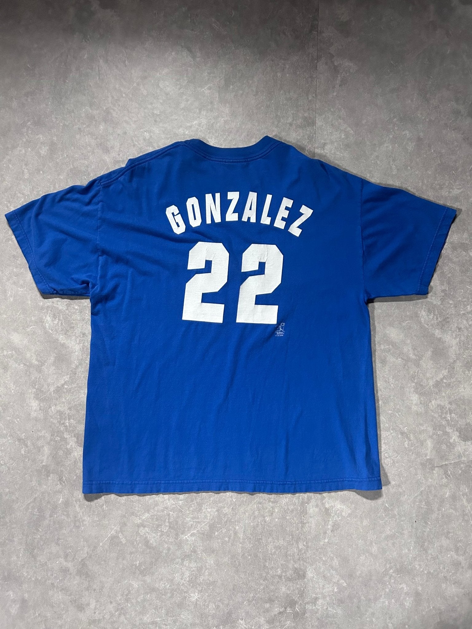 2004 Vintage Kansas City Royals Script Gonzalez Blue T Shirt - L - L | Martin City Vintage