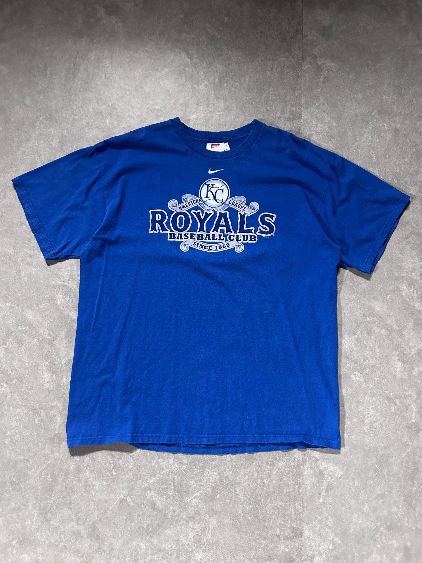 2000s Vintage Kansas City Royals Nike Center Swoosh Blue T Shirt - XL - XL | Martin City Vintage