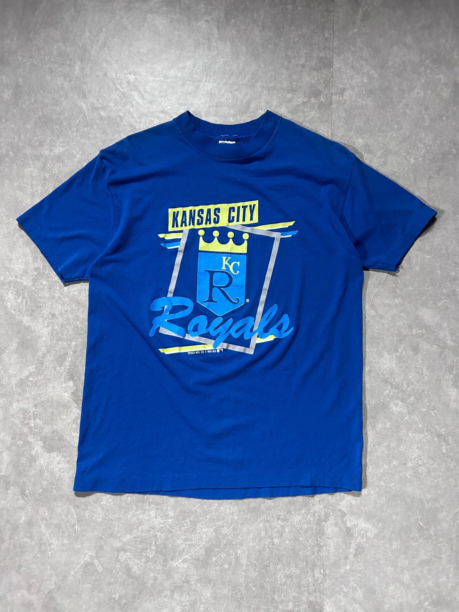 90s vintage Kansas City Royals Neon Print Blue T Shirt - L - L | Martin City Vintage