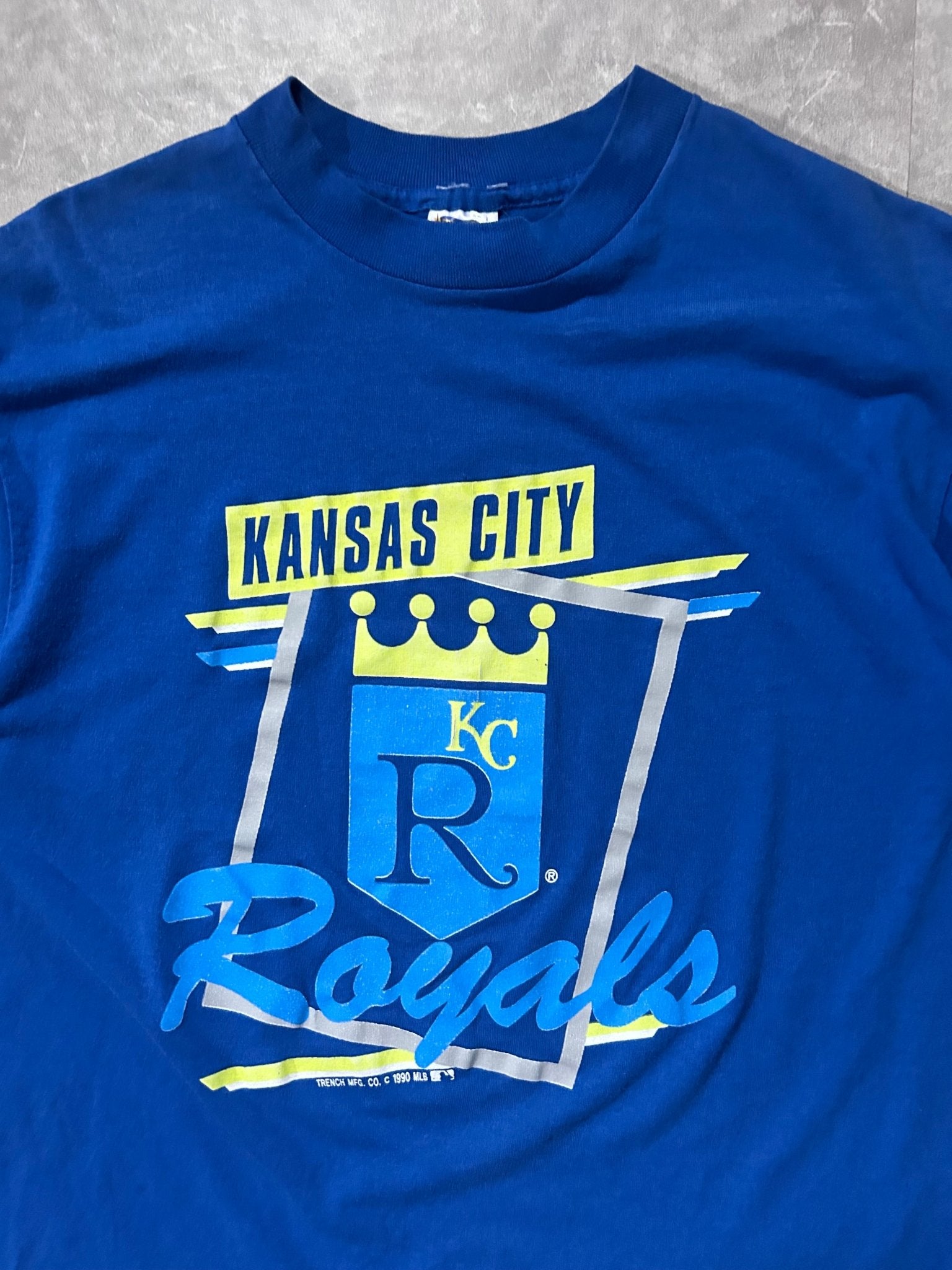 90s vintage Kansas City Royals Neon Print Blue T Shirt - L - L | Martin City Vintage