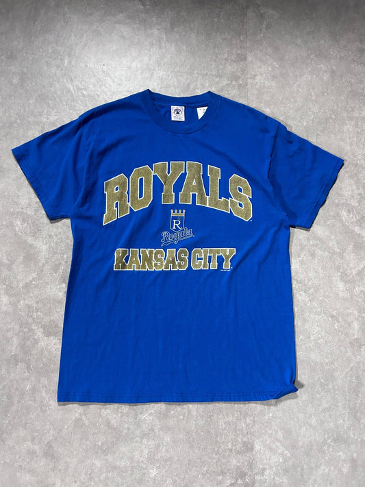 90s Vintage Kansas City Royals Gold Lettering Blue T Shirt - L - L | Martin City Vintage