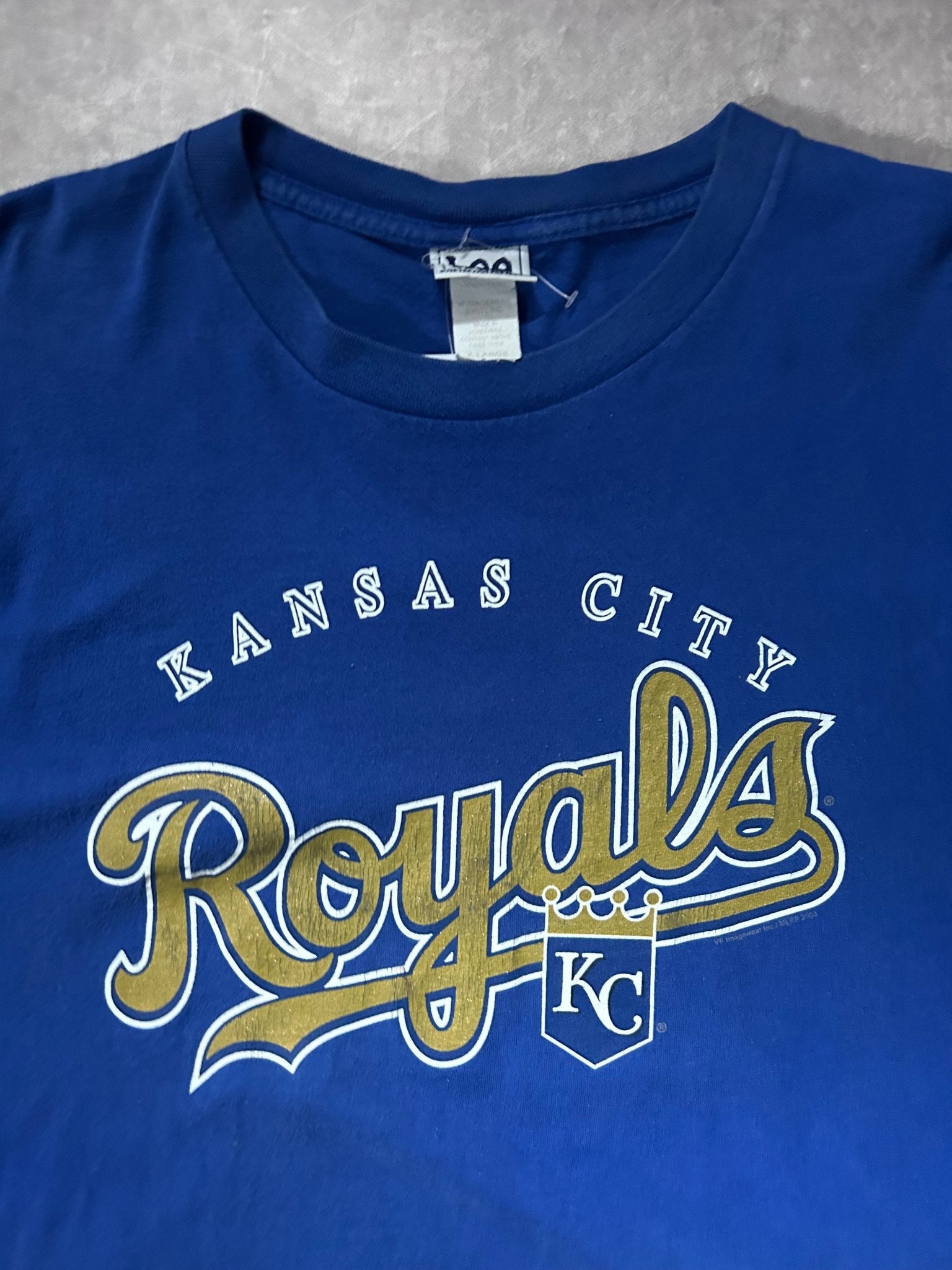 2000s Vintage Kansas City Royals Gold Script Blue T Shirt - XL - XL | Martin City Vintage