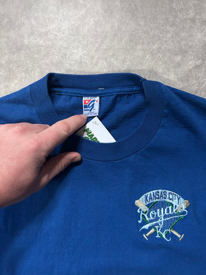90s Vintage Kansas City Royals The Game Minimalist Embroidered Blue T Shirt - L - L | Martin City Vintage