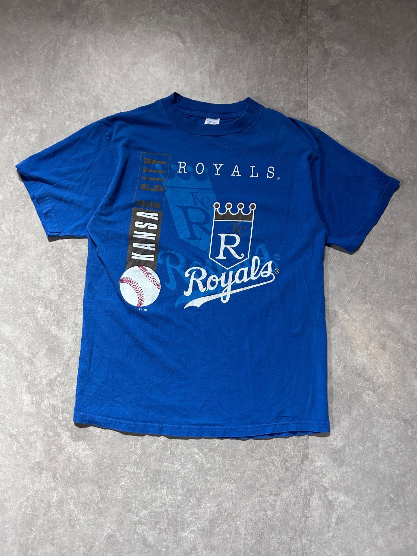 90s Vintage Kansas City Royals Logo 7 Blue T Shirt - L - L | Martin City Vintage