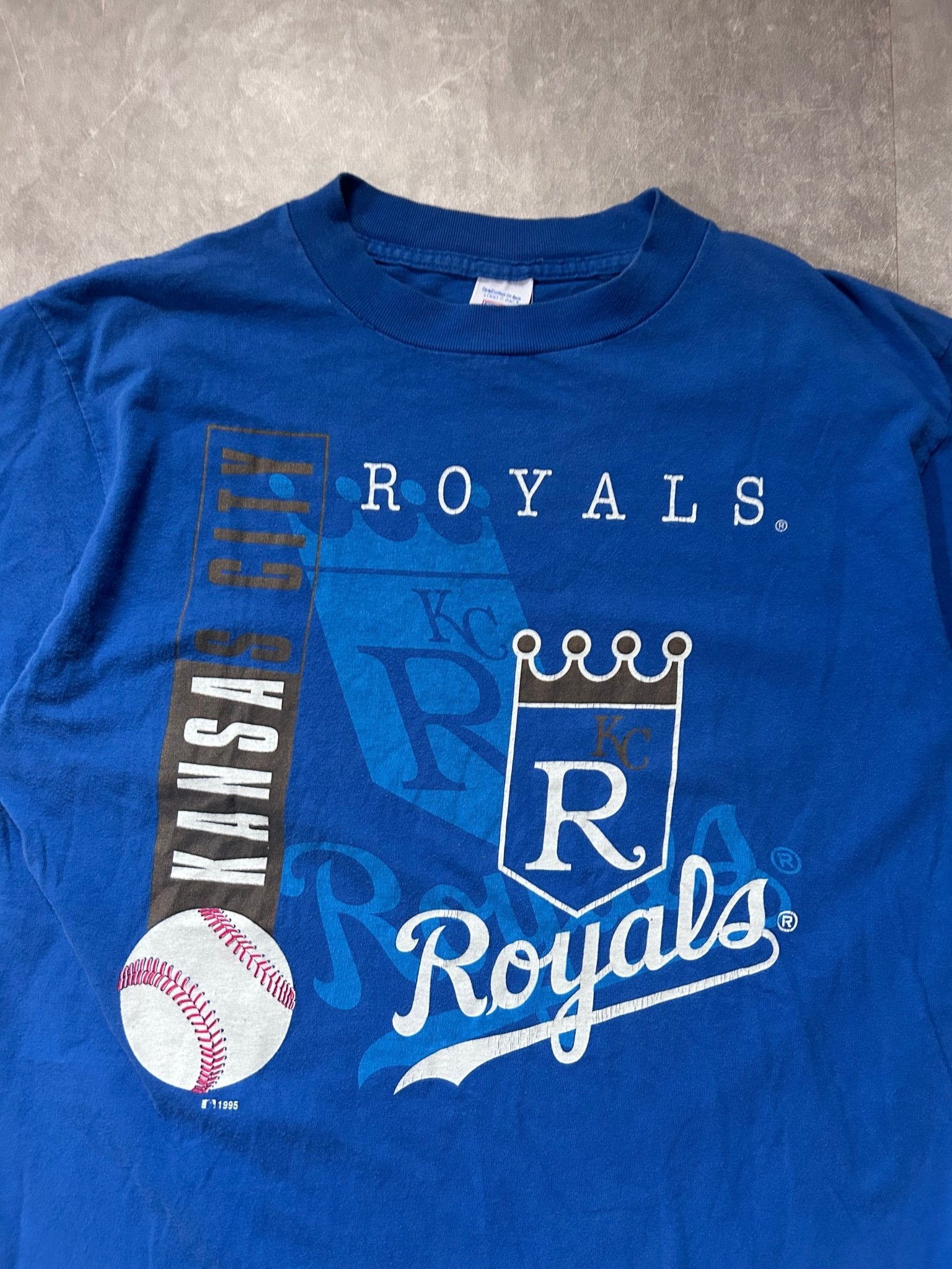 90s Vintage Kansas City Royals Logo 7 Blue T Shirt - L - L | Martin City Vintage