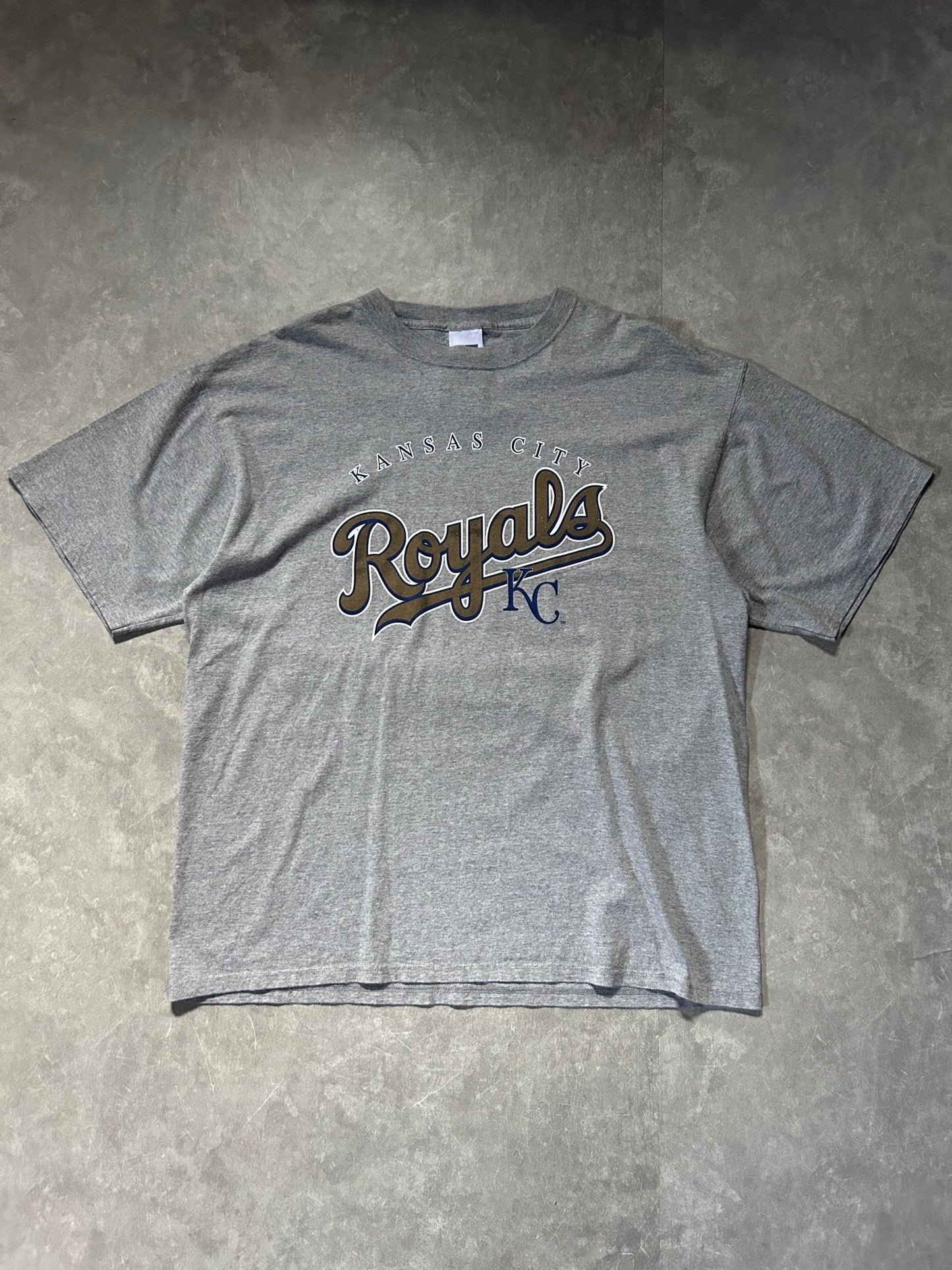90s Vintage Kansas City Royals Gold Script Gray T Shirt - XL - XL | Martin City Vintage