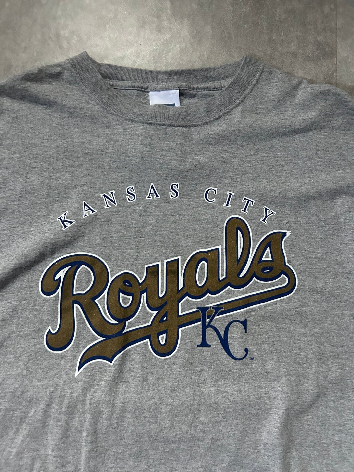 90s Vintage Kansas City Royals Gold Script Gray T Shirt - XL - XL | Martin City Vintage