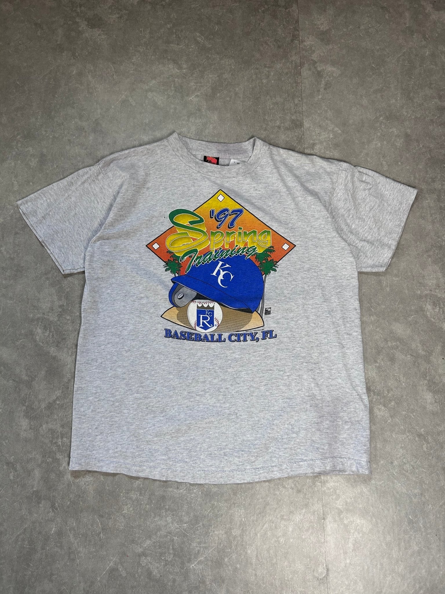 1997 Vintage Kansas City Royals Spring Training Heather Gray T Shirt - XL - XL | Martin City Vintage