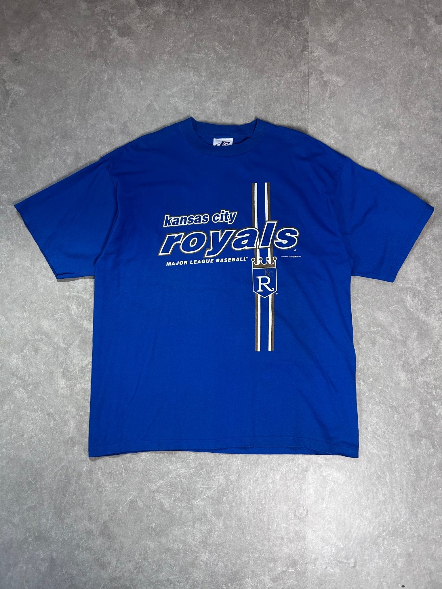 90s Vintage Kansas City Royals Pin Stripe Blue T Shirt - XL - XL | Martin City Vintage