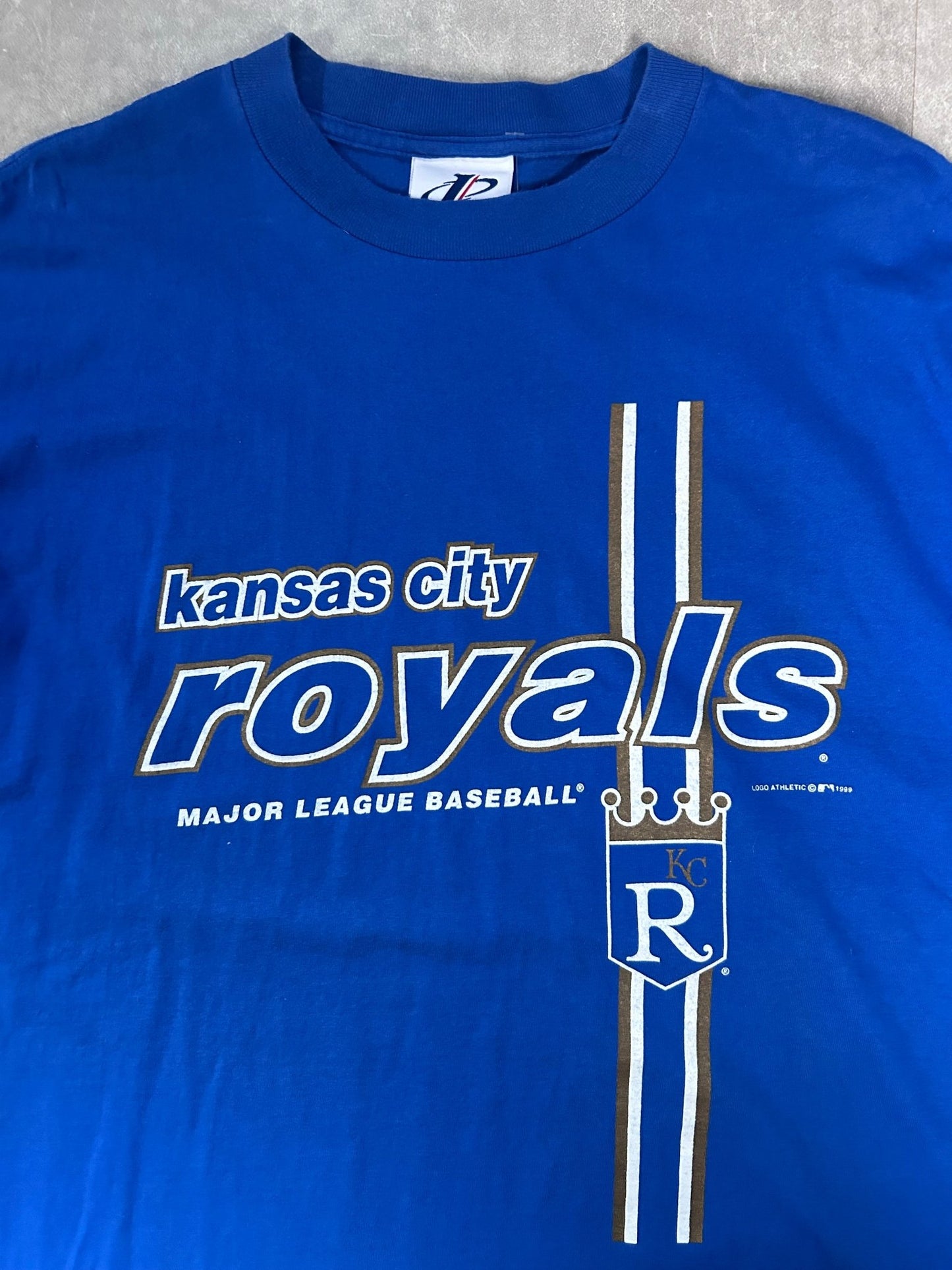 90s Vintage Kansas City Royals Pin Stripe Blue T Shirt - XL - XL | Martin City Vintage