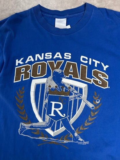 90s Vintage Kansas City Royals Crest Blue T Shirt - XL - XL | Martin City Vintage