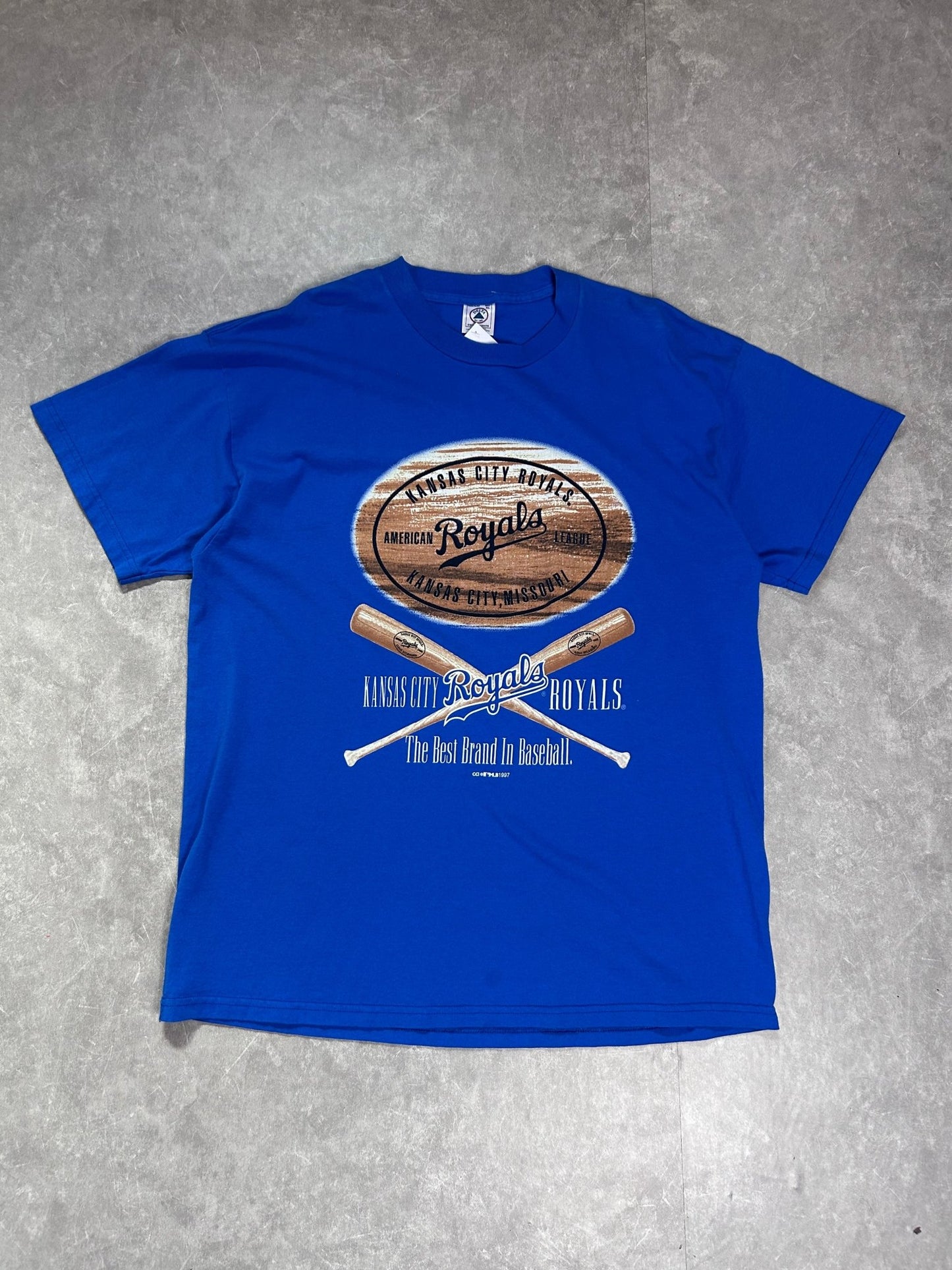 90s Vintage Kansas City Royals Bat Blue T Shirt - XL - XL | Martin City Vintage